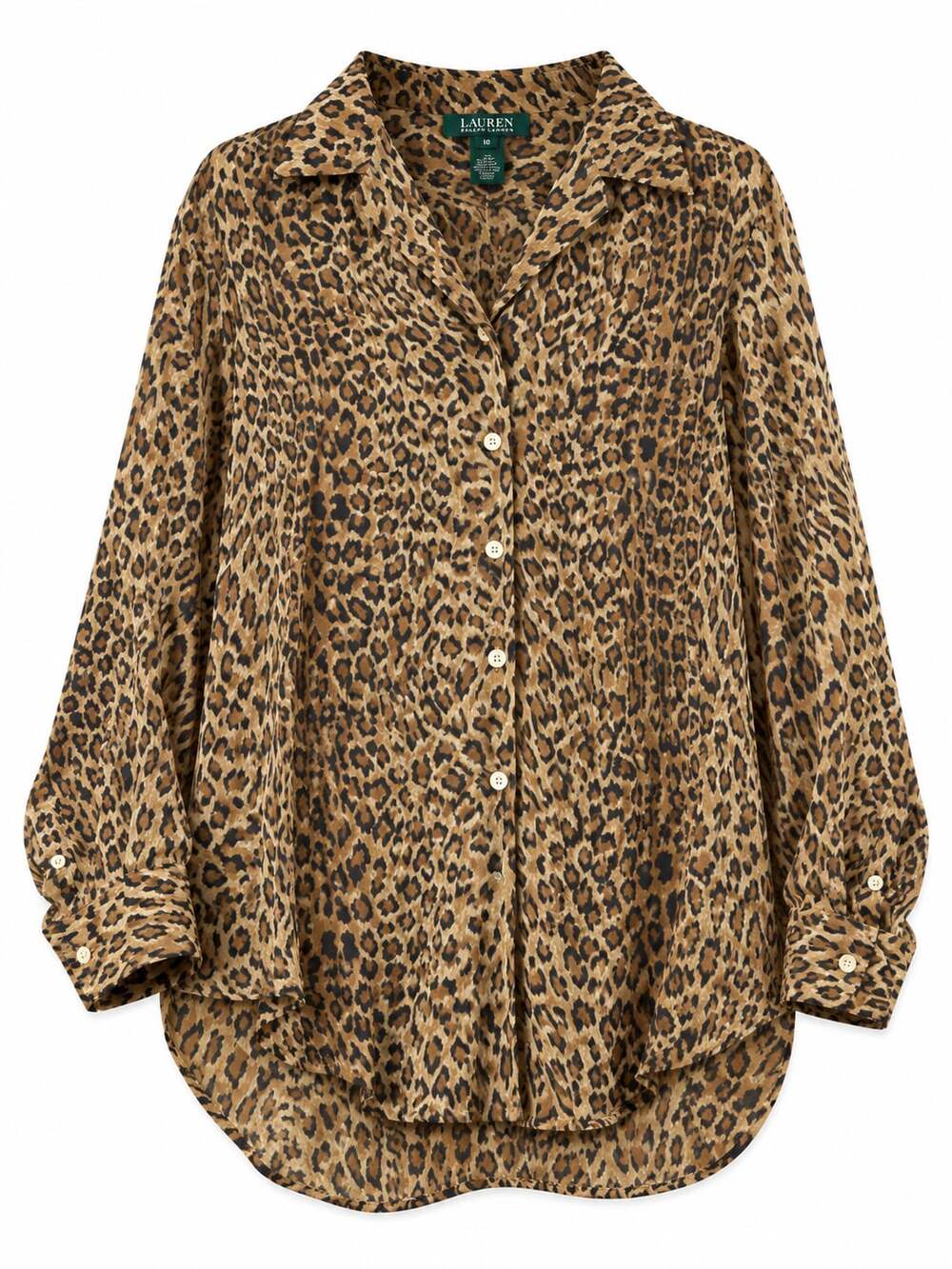 Lauren Ralph Lauren Silk Leopard Print Blouse Size 10 (q1)